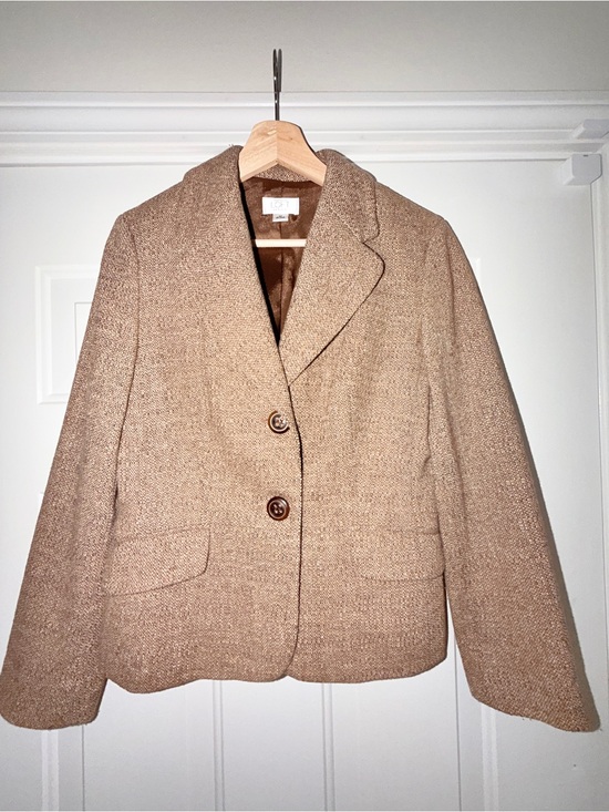 LOFT Jackets & Blazers - LOFT Women's Tan Tweed 75% Wool Blazer Jacket. Sz 8P